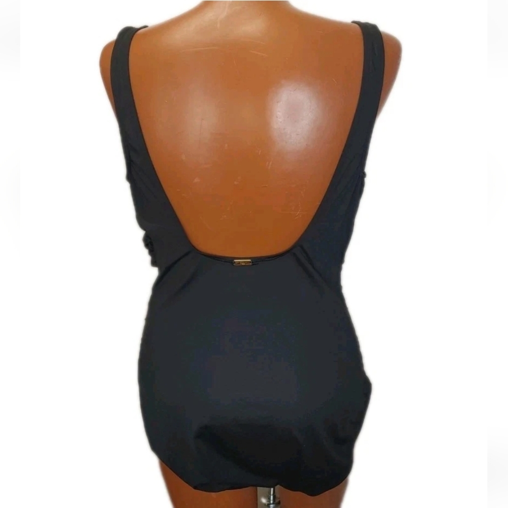 Lauren Ralph Lauren Twist Front Swimsuit Woman 16W Underwire Shaping Black Nwt - Picture 5 of 14